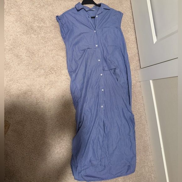 Zara Dresses & Skirts - Zara Blue Button-Up Maxi Dress